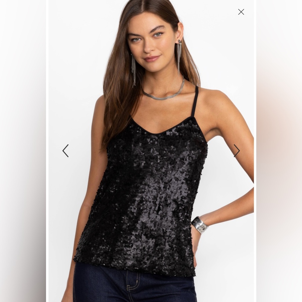 Johnny Was Chic Black Sequin Top